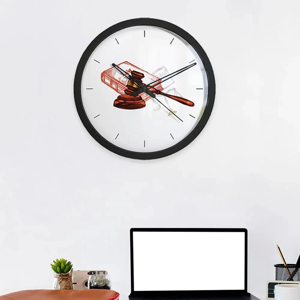 Graphical Wood Wall Clock for Lawyer's Office White
