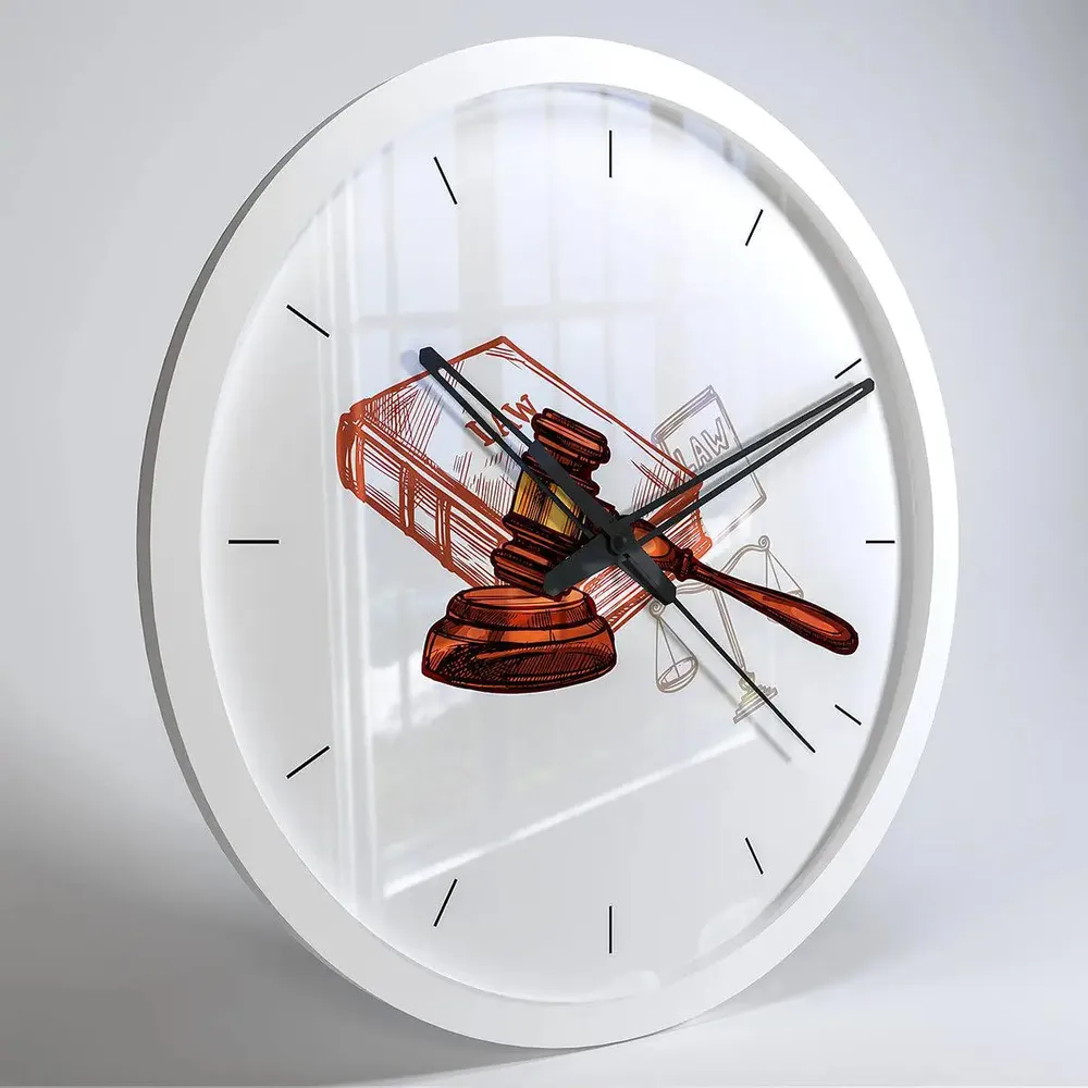 Graphical Wood Wall Clock for Lawyer's Office White