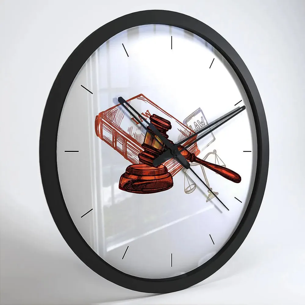 Graphical Wood Wall Clock for Lawyer's Office White