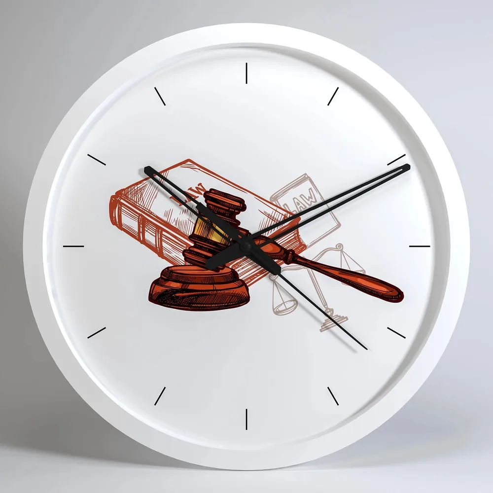 Graphical Wood Wall Clock for Lawyer's Office White