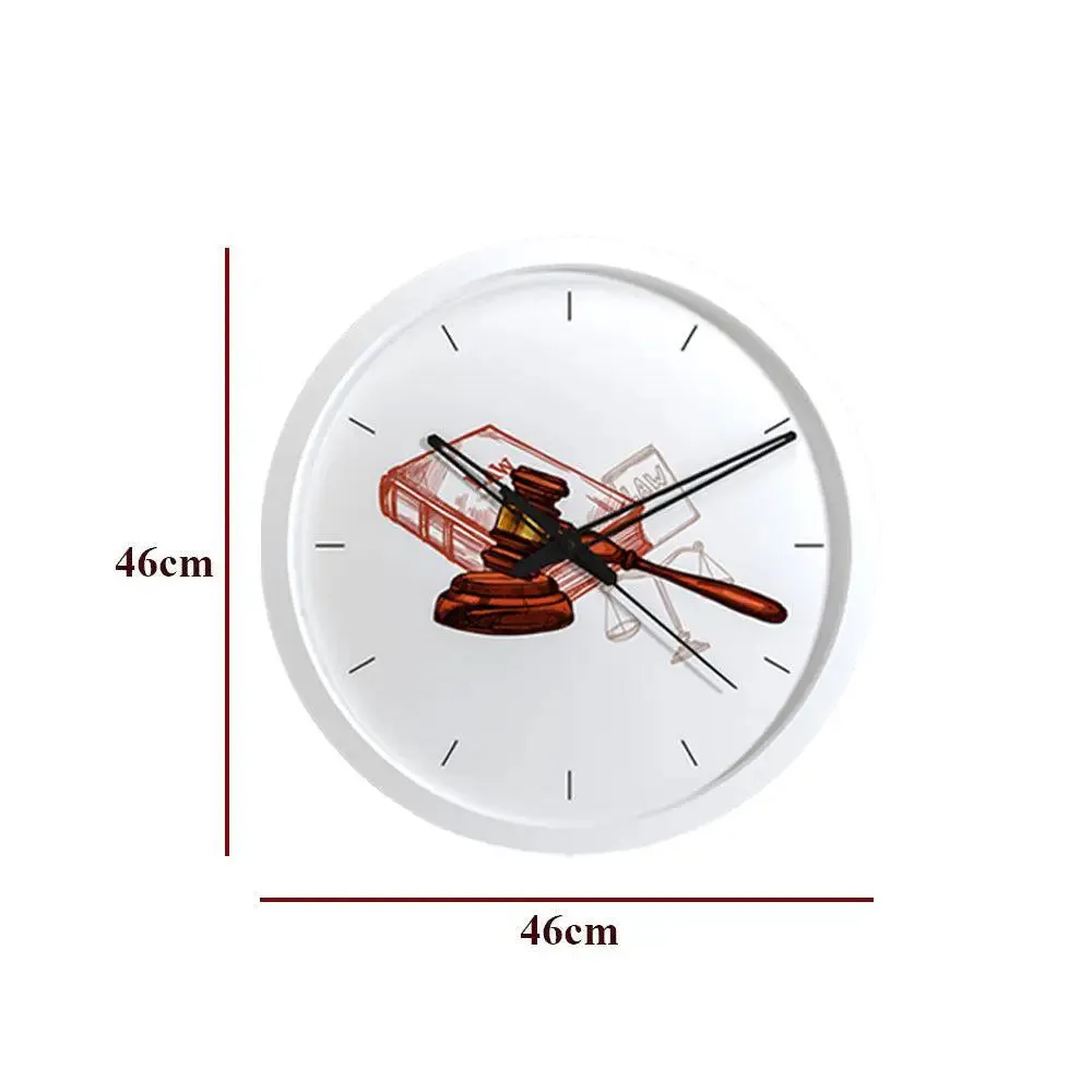 Graphical Wood Wall Clock for Lawyer's Office White
