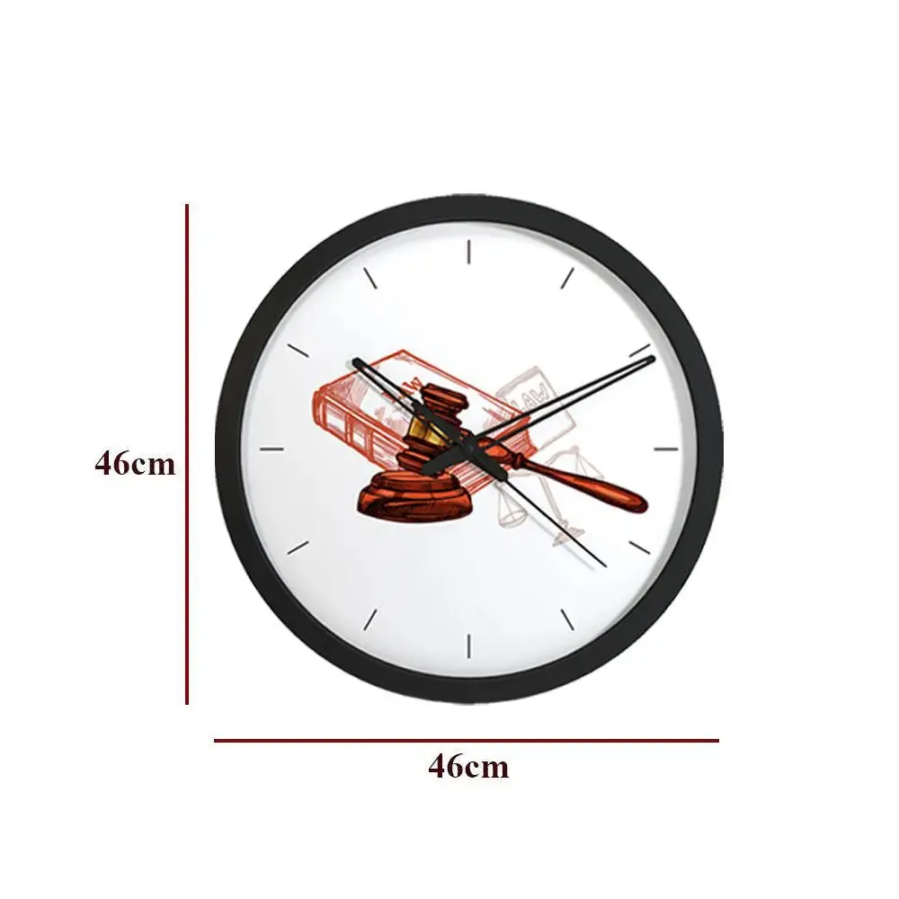 Graphical Wood Wall Clock for Lawyer's Office White