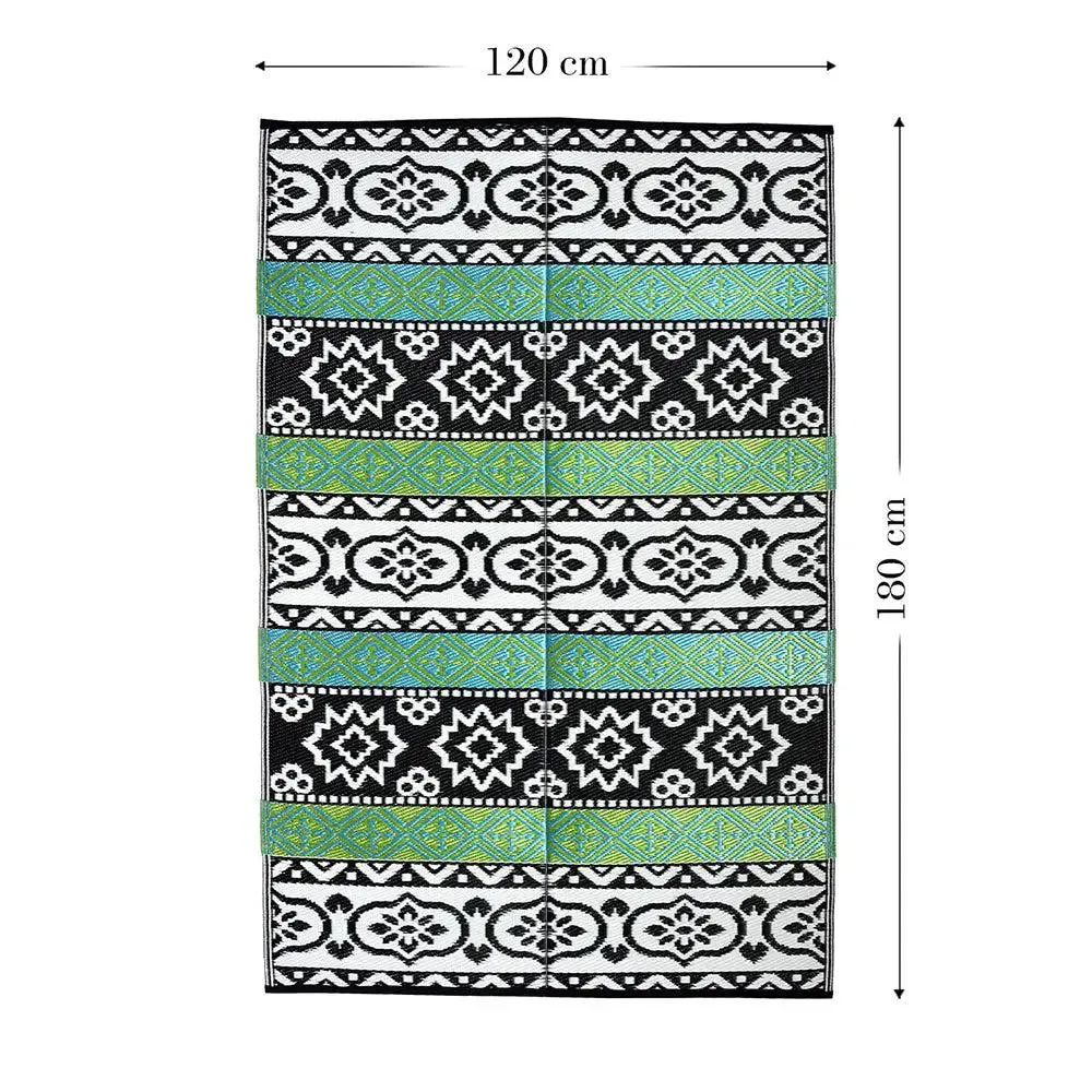 Green & Black Indian Traditional Designer Big Floor Mat