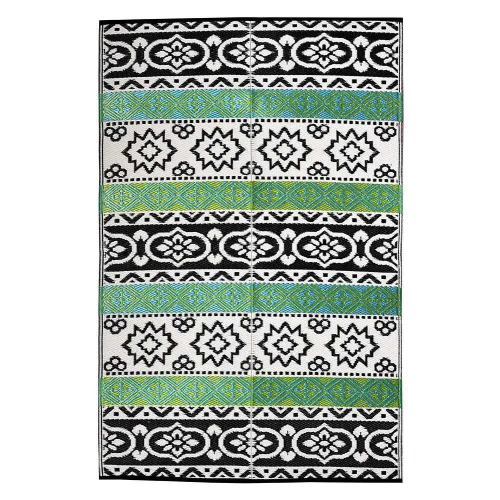 Green & Black Indian Traditional Designer Big Floor Mat