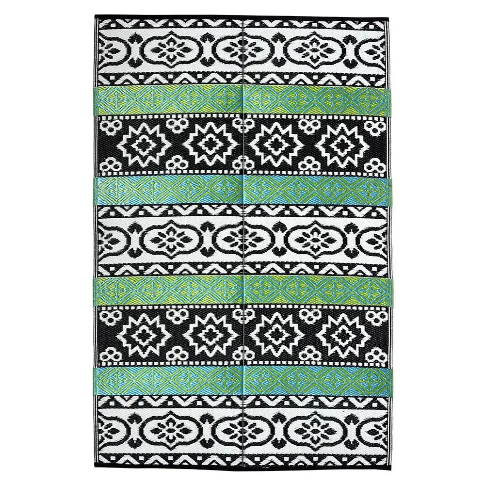 Green & Black Indian Traditional Designer Big Floor Mat