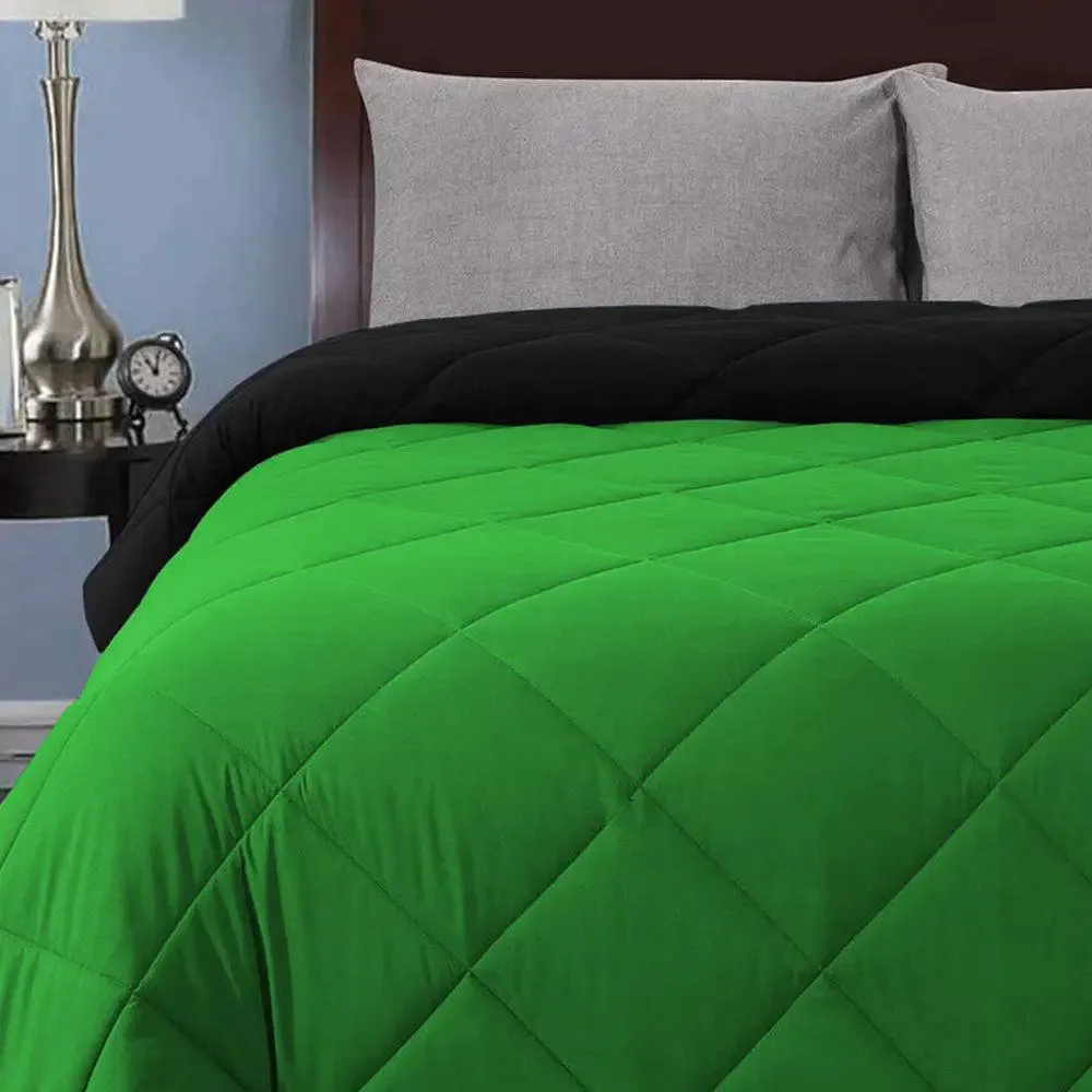 Green & Black Quilted Single Bed Comforter