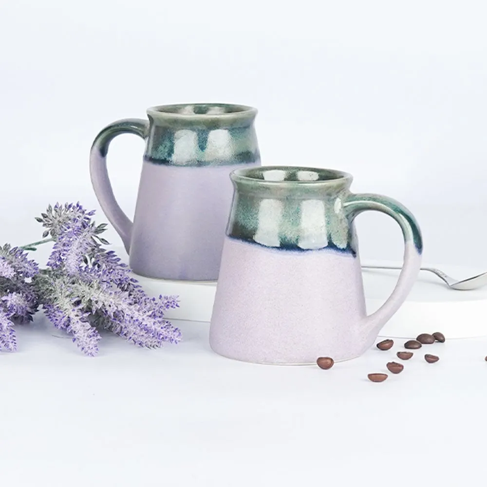 Green Bordered Lavender Mugs Single Piece
