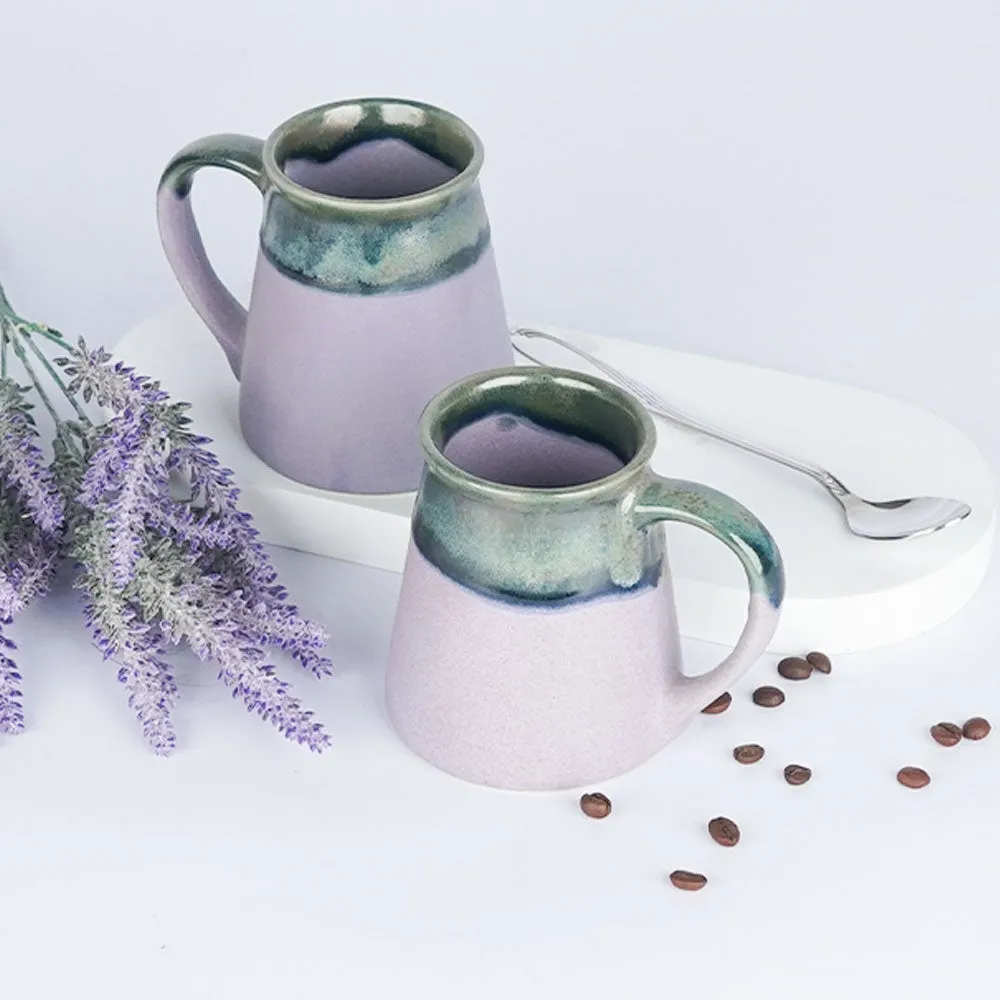 Green Bordered Lavender Mugs Single Piece