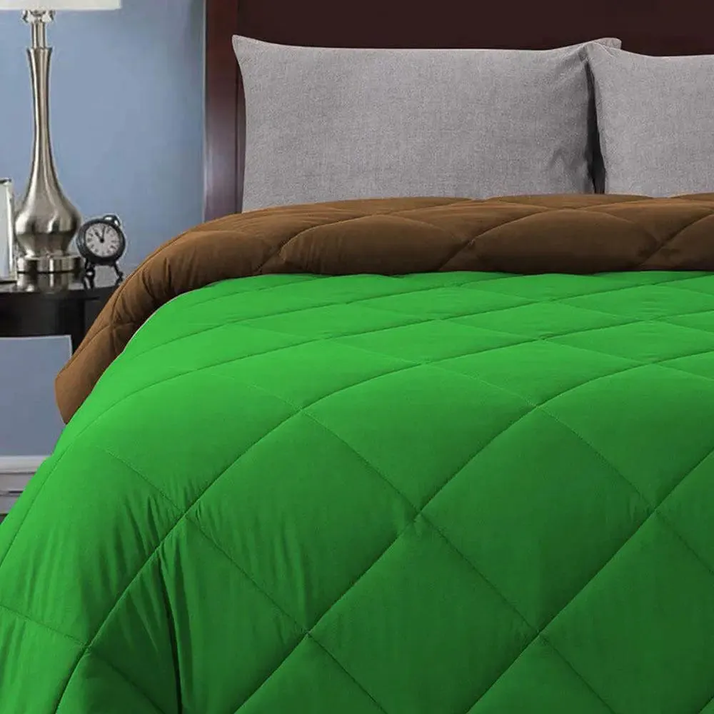 Green & Brown Quilted Single Bed Comforter