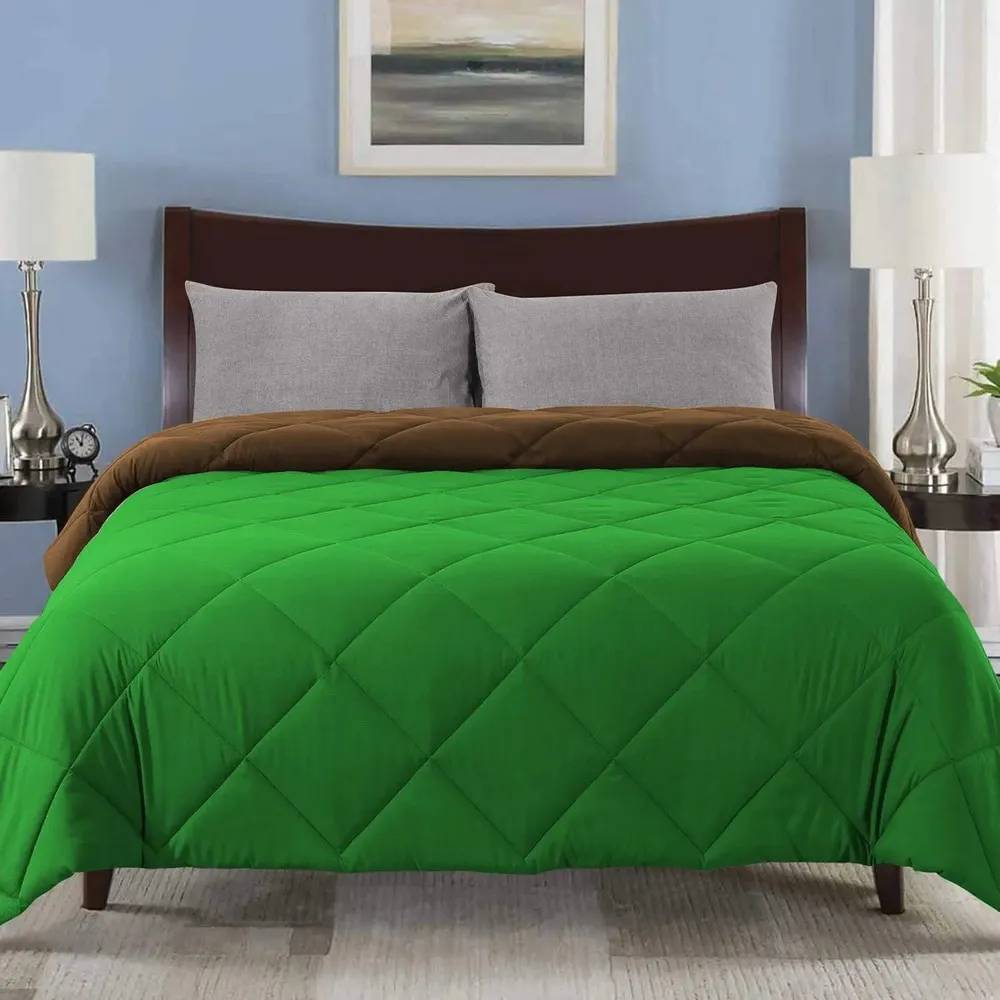 Green & Brown Quilted Single Bed Comforter