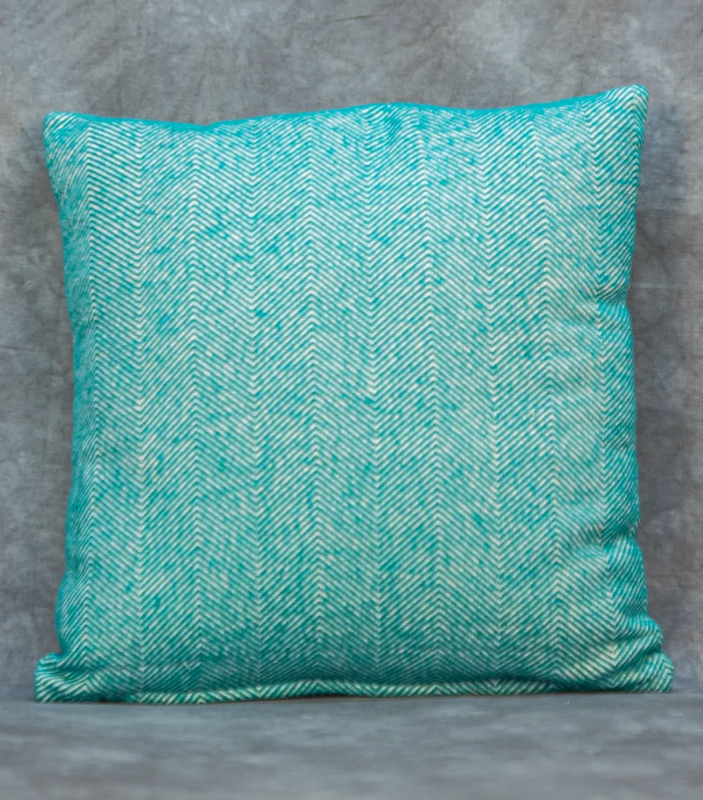 Green Brushed Herringbone Cushion Cover