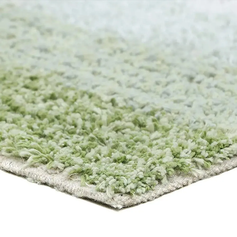 Green Checkered Cotton Soft Bathmat (35 x 50) cm