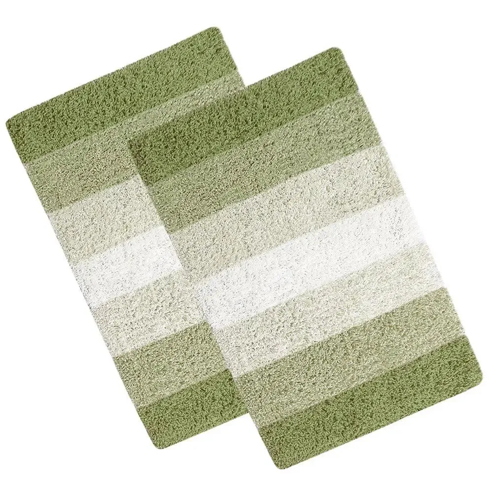Green Checkered Cotton Soft Bathmat (35 x 50) cm