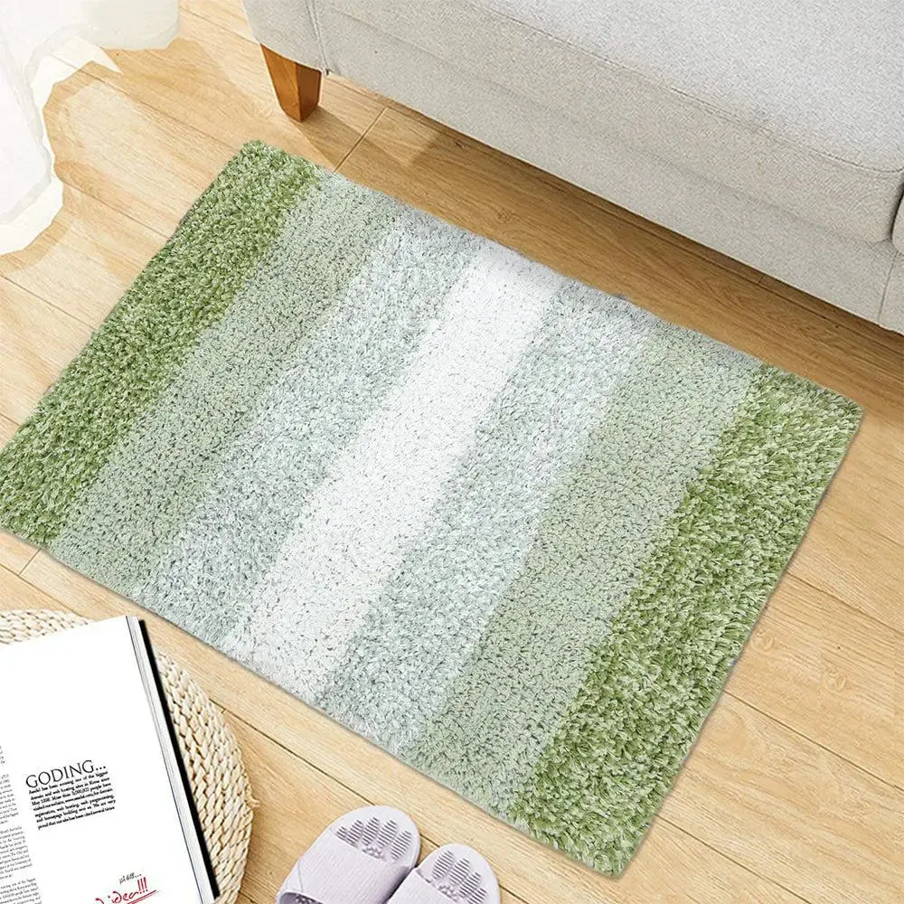 Green Checkered Cotton Soft Bathmat (35 x 50) cm
