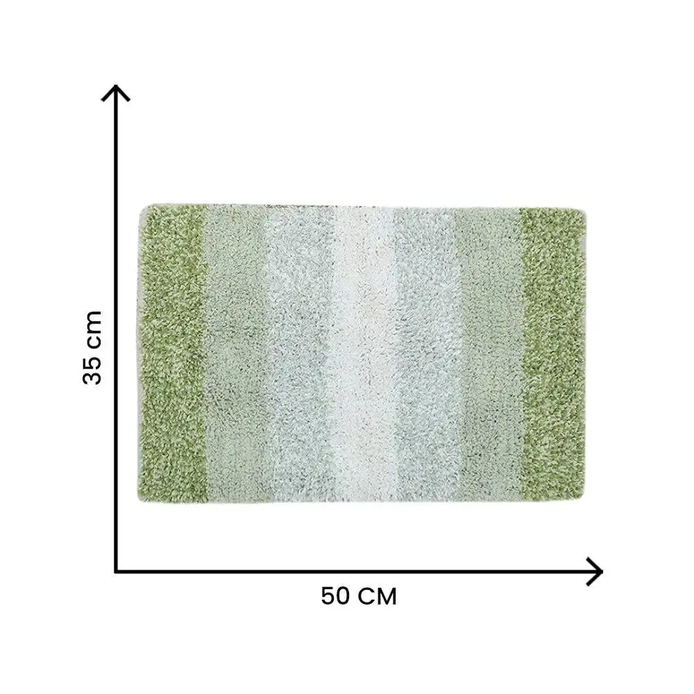 Green Checkered Cotton Soft Bathmat (35 x 50) cm