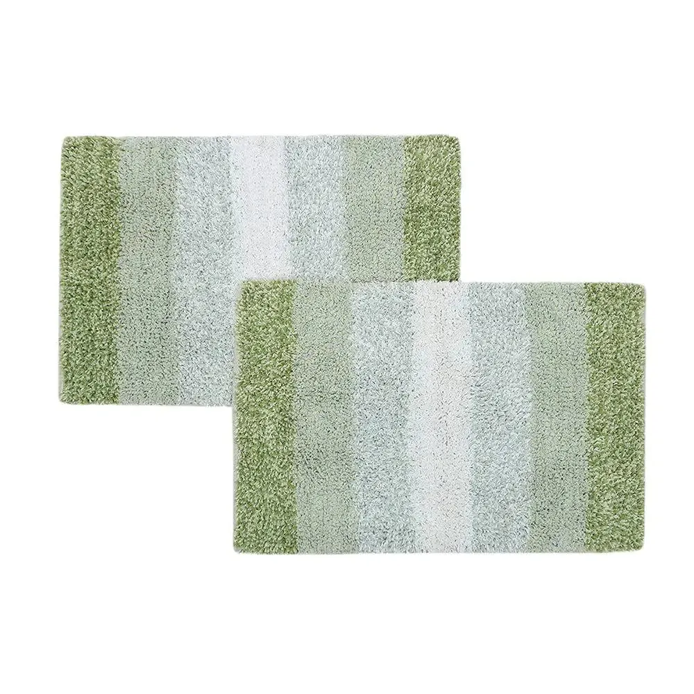 Green Checkered Cotton Soft Bathmat (35 x 50) cm