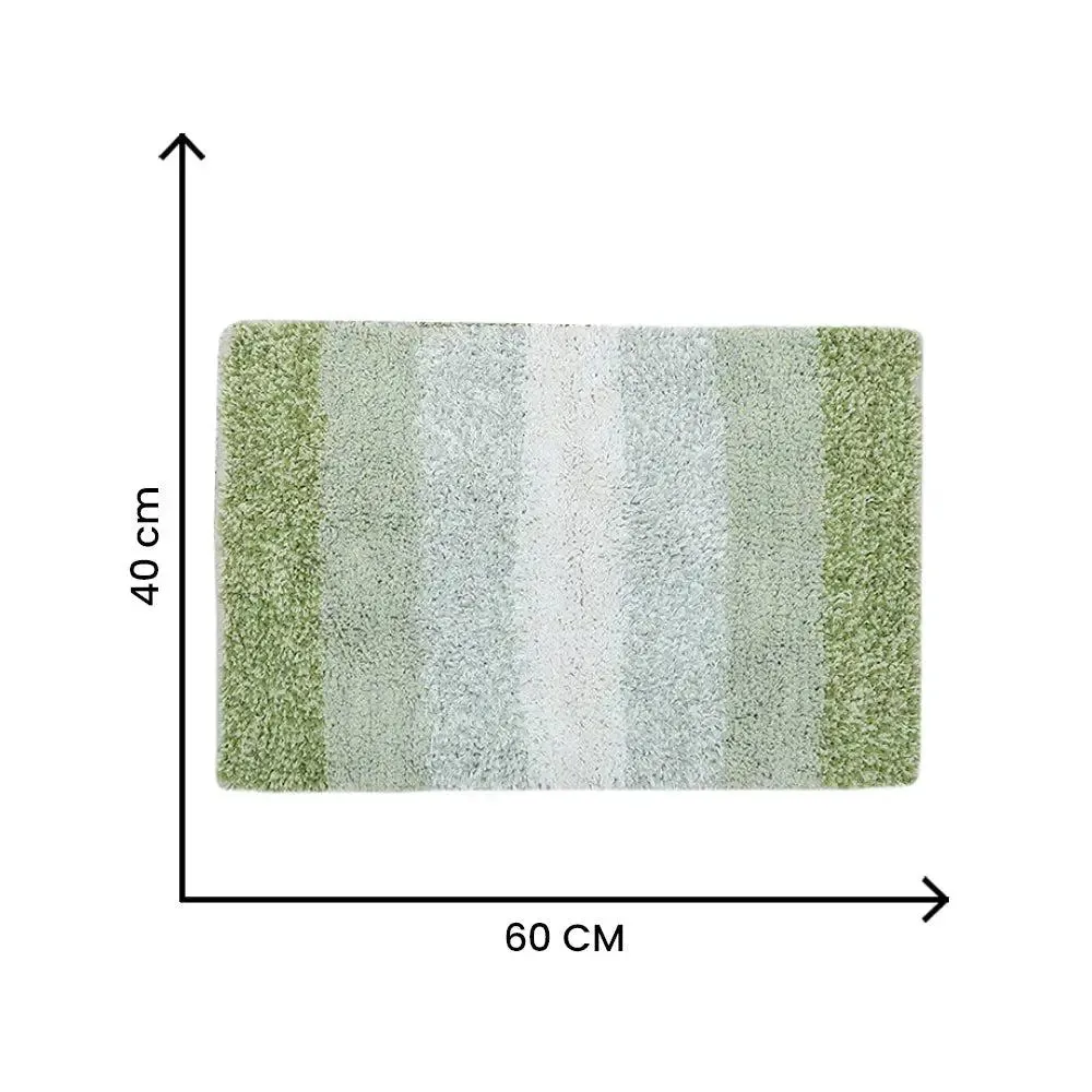 Green Checkered Cotton Soft Bathmat (40 x 60) cm
