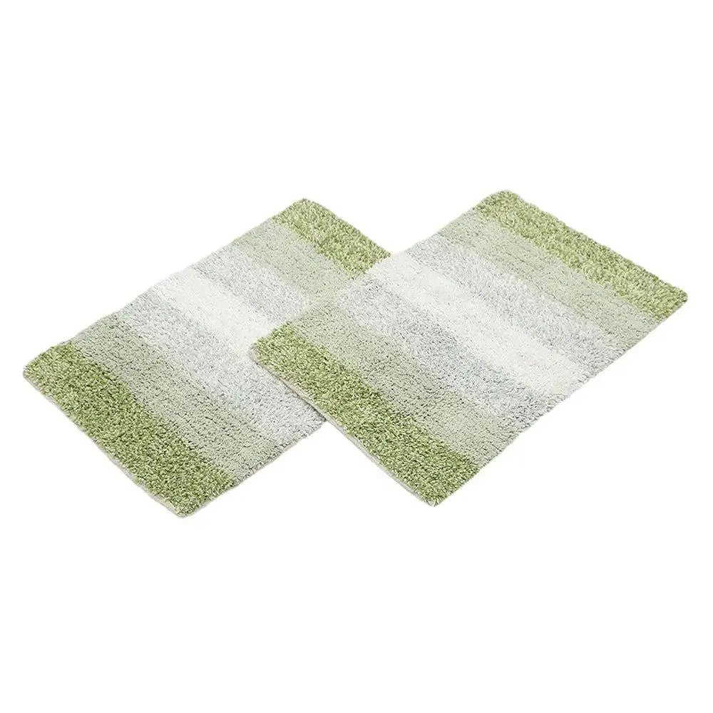Green Checkered Cotton Soft Bathmat (40 x 60) cm