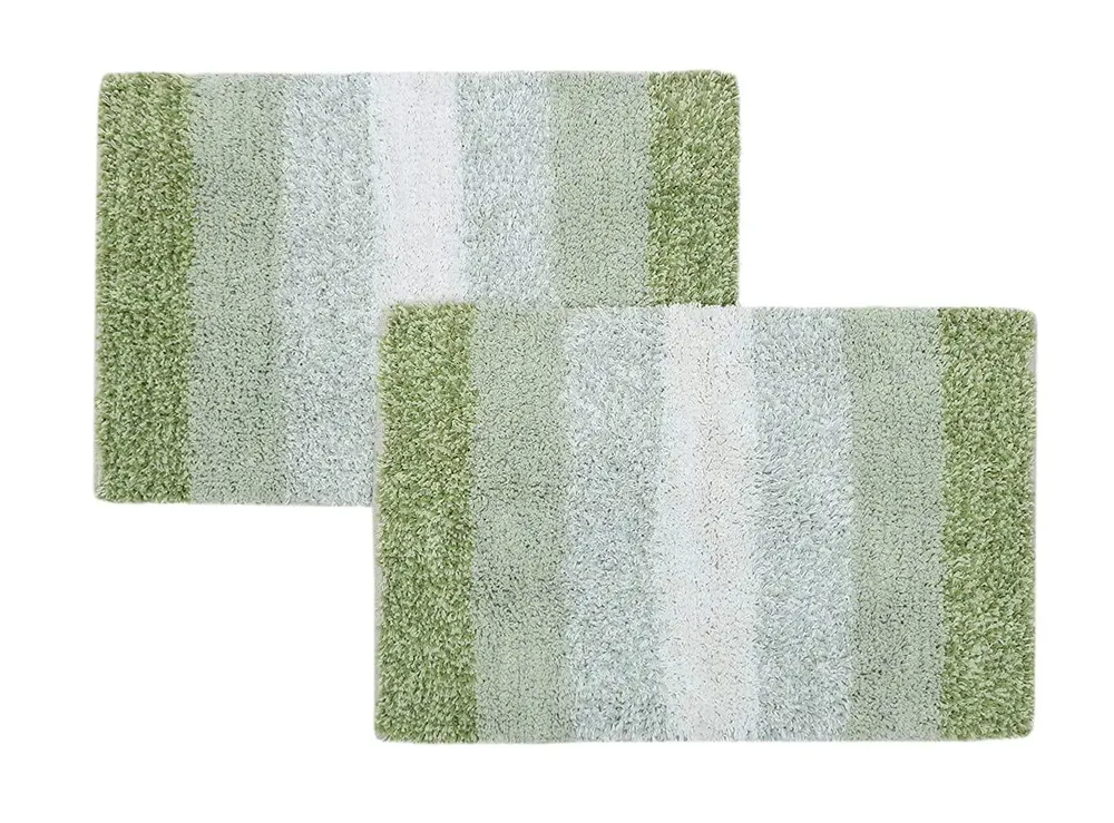 Green Checkered Cotton Soft Bathmat (40 x 60) cm