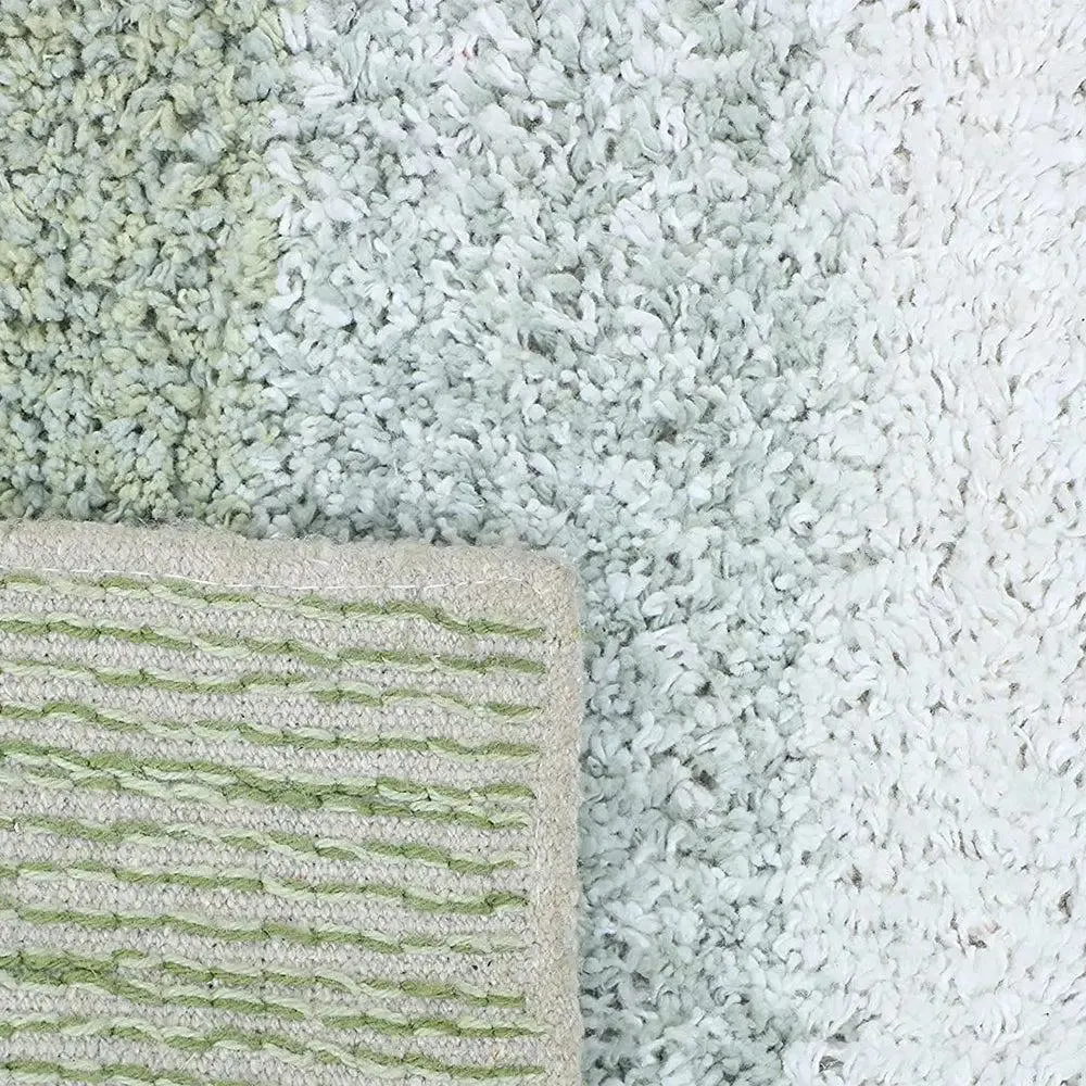 Green Checkered Cotton Soft Bathmat (40 x 60) cm