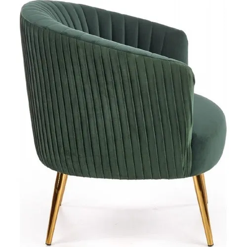 Green Cocooned Velvet Lounge Chair Single Piece