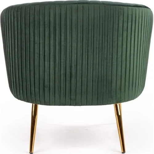 Green Cocooned Velvet Lounge Chair Single Piece