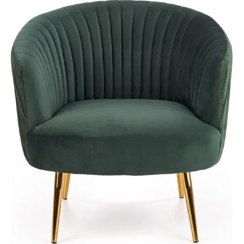 Green Cocooned Velvet Lounge Chair Single Piece