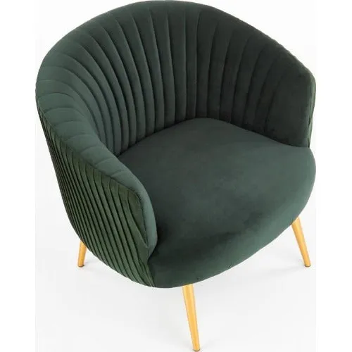 Green Cocooned Velvet Lounge Chair Single Piece
