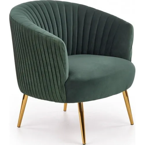 Green Cocooned Velvet Lounge Chair Single Piece