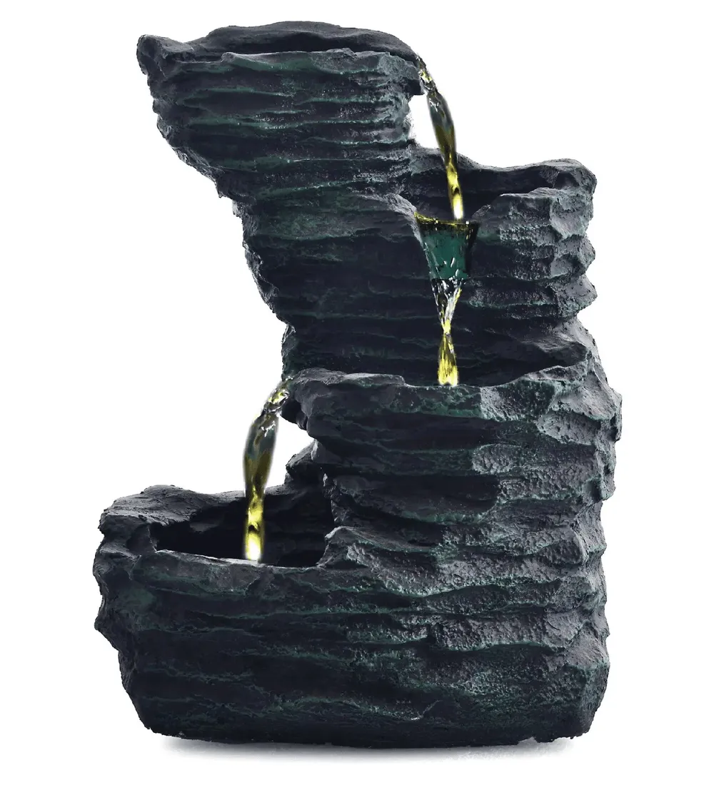 Green-Coloured Solid Rock Cavern Water Fountain
