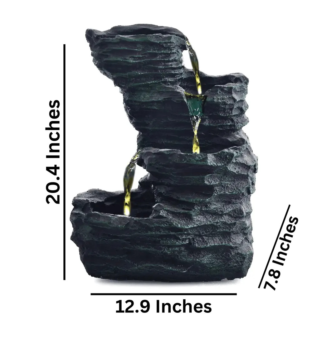Green-Coloured Solid Rock Cavern Water Fountain
