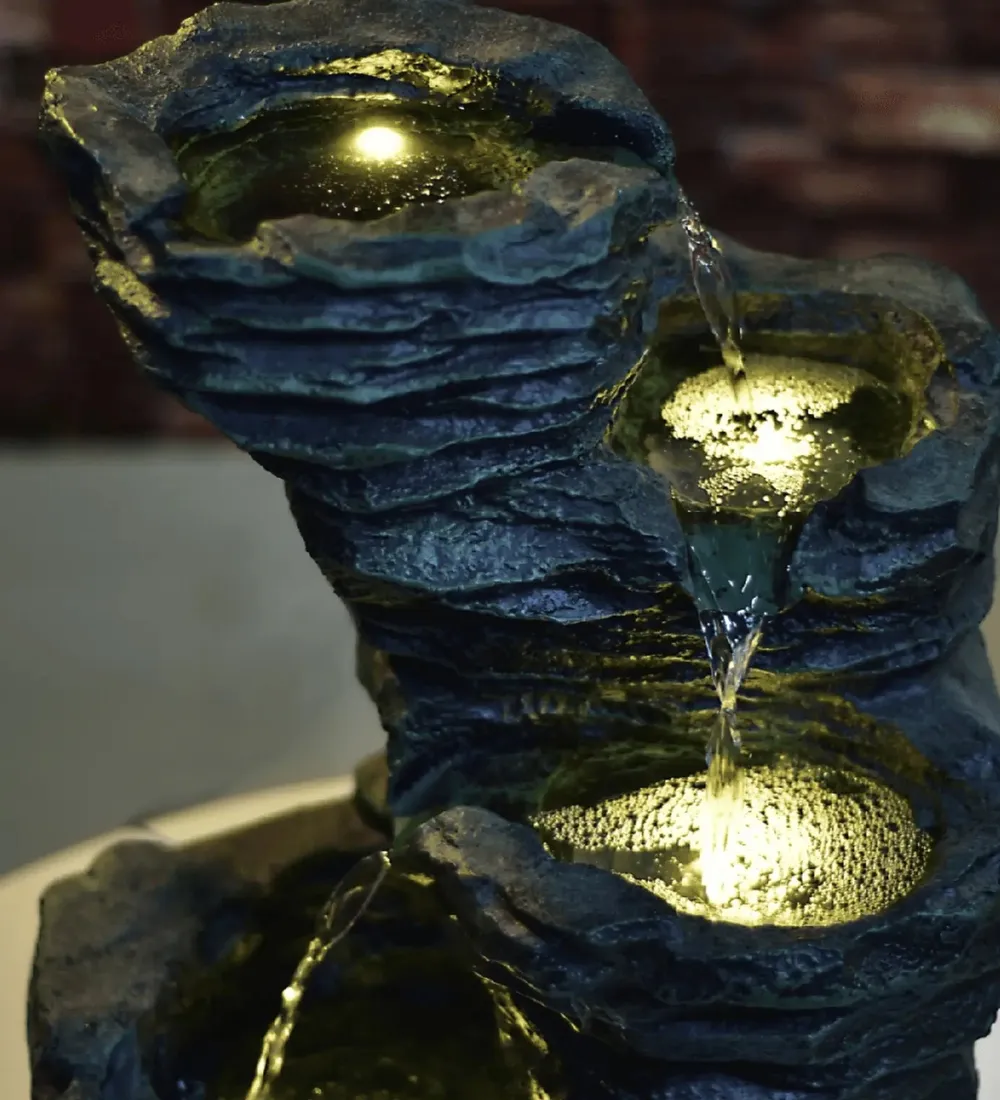 Green-Coloured Solid Rock Cavern Water Fountain