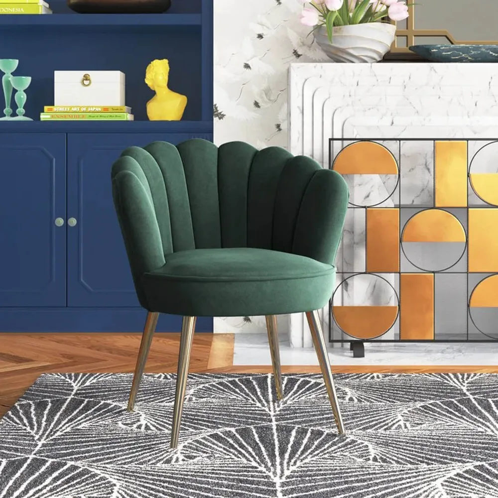 Green Crafted Shell Designer Lounge Chair SET 1