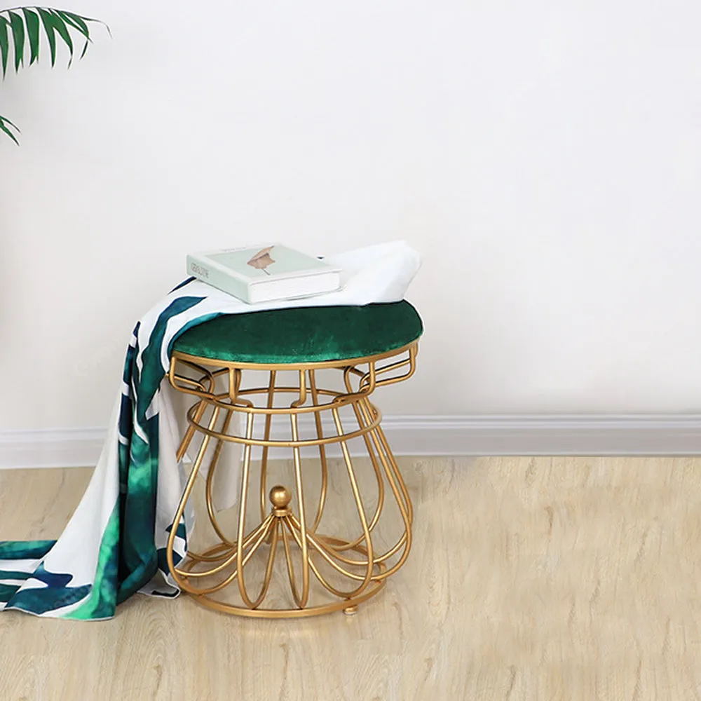 Green Designer Bottom Metal Pouffe Stool