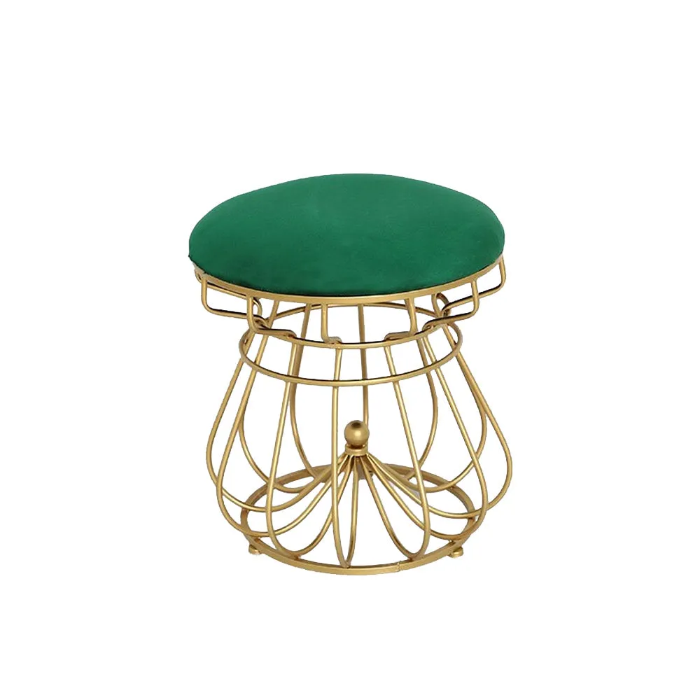 Green Designer Bottom Metal Pouffe Stool