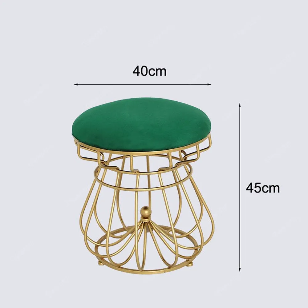 Green Designer Bottom Metal Pouffe Stool