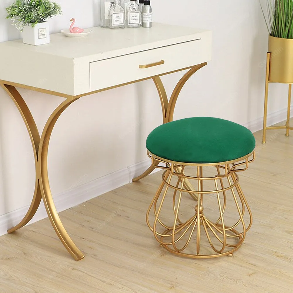 Green Designer Bottom Metal Pouffe Stool