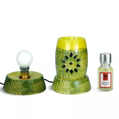 Green Electric Vaporizer With 15 ml Aroma Oil ( Amber Rose / Lavender / Ocean Dream / Jasmine)