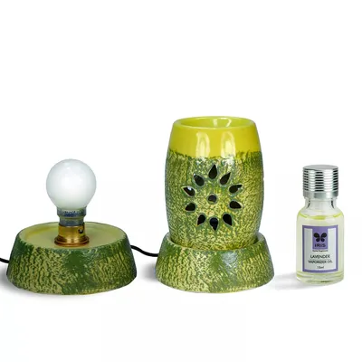 Green Electric Vaporizer With 15 ml Aroma Oil ( Amber Rose / Lavender / Ocean Dream / Jasmine)