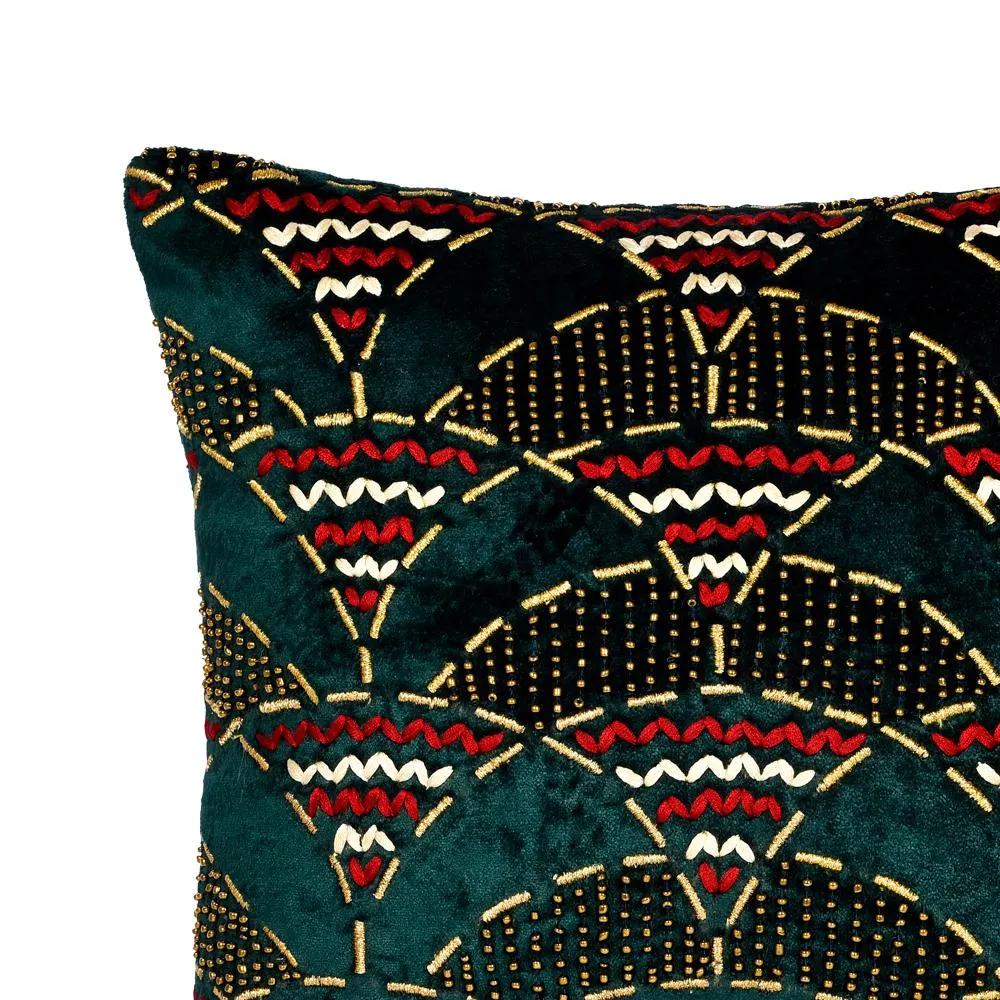 Green Elegance Velvet Cushion Cover
