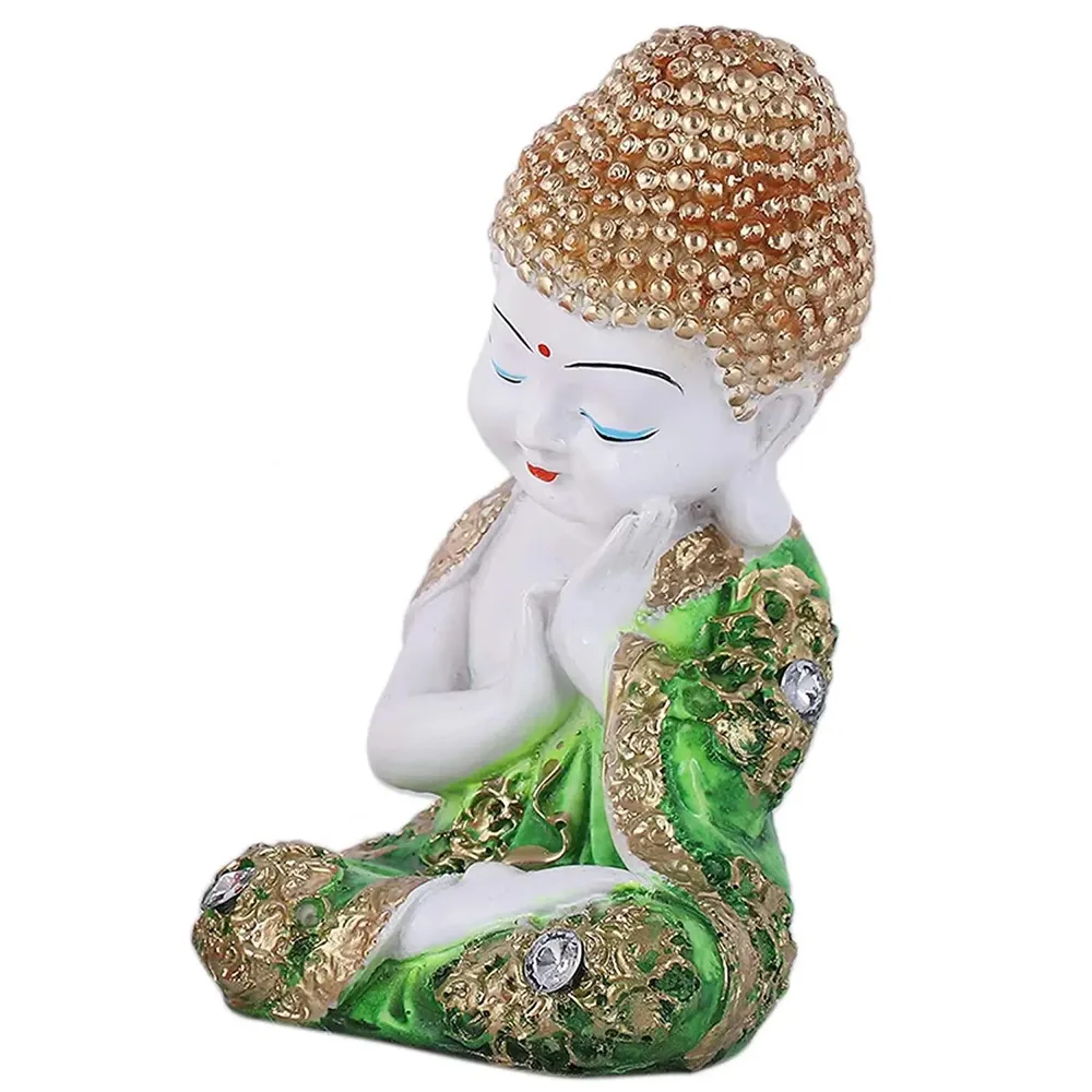 Green Embellished Attire Buddha Statue