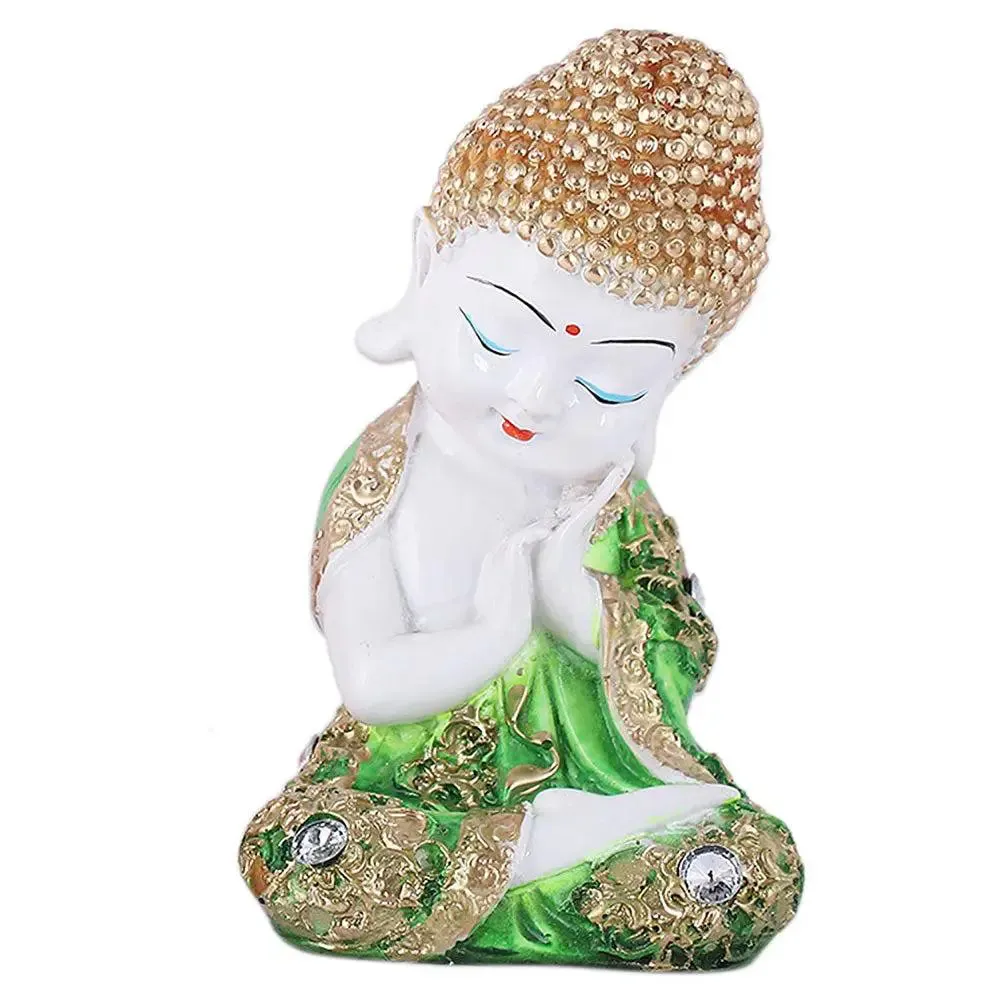 Green Embellished Attire Buddha Statue