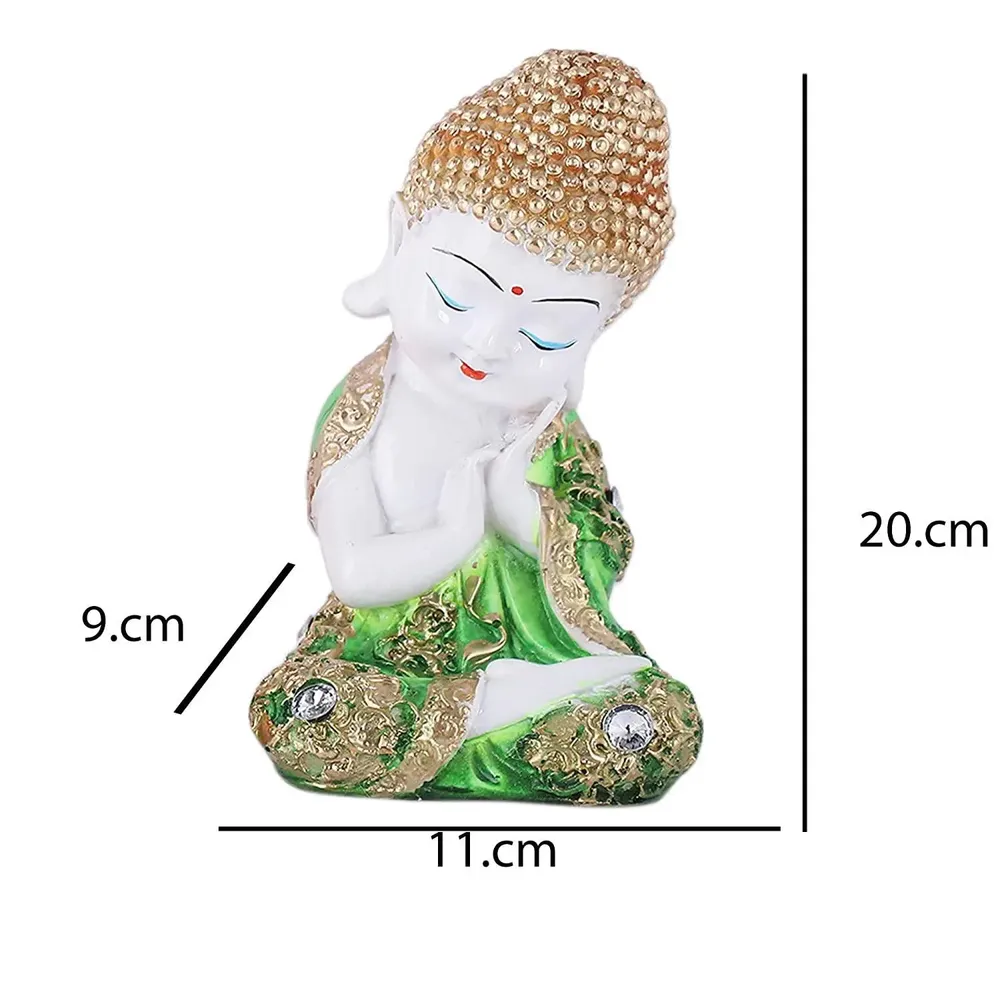 Green Embellished Attire Buddha Statue