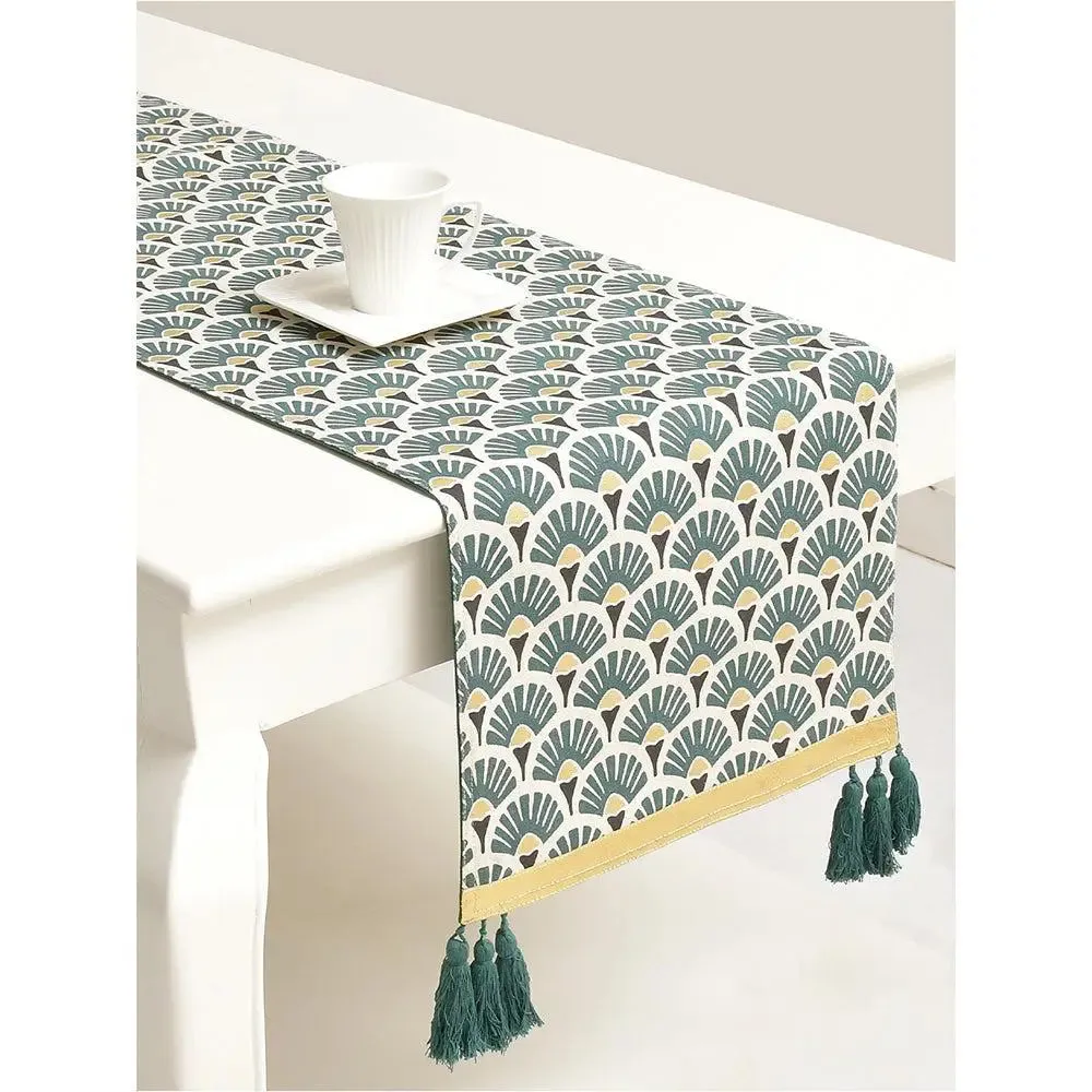 Green Ethnic Pattern Cotton Table Runner
