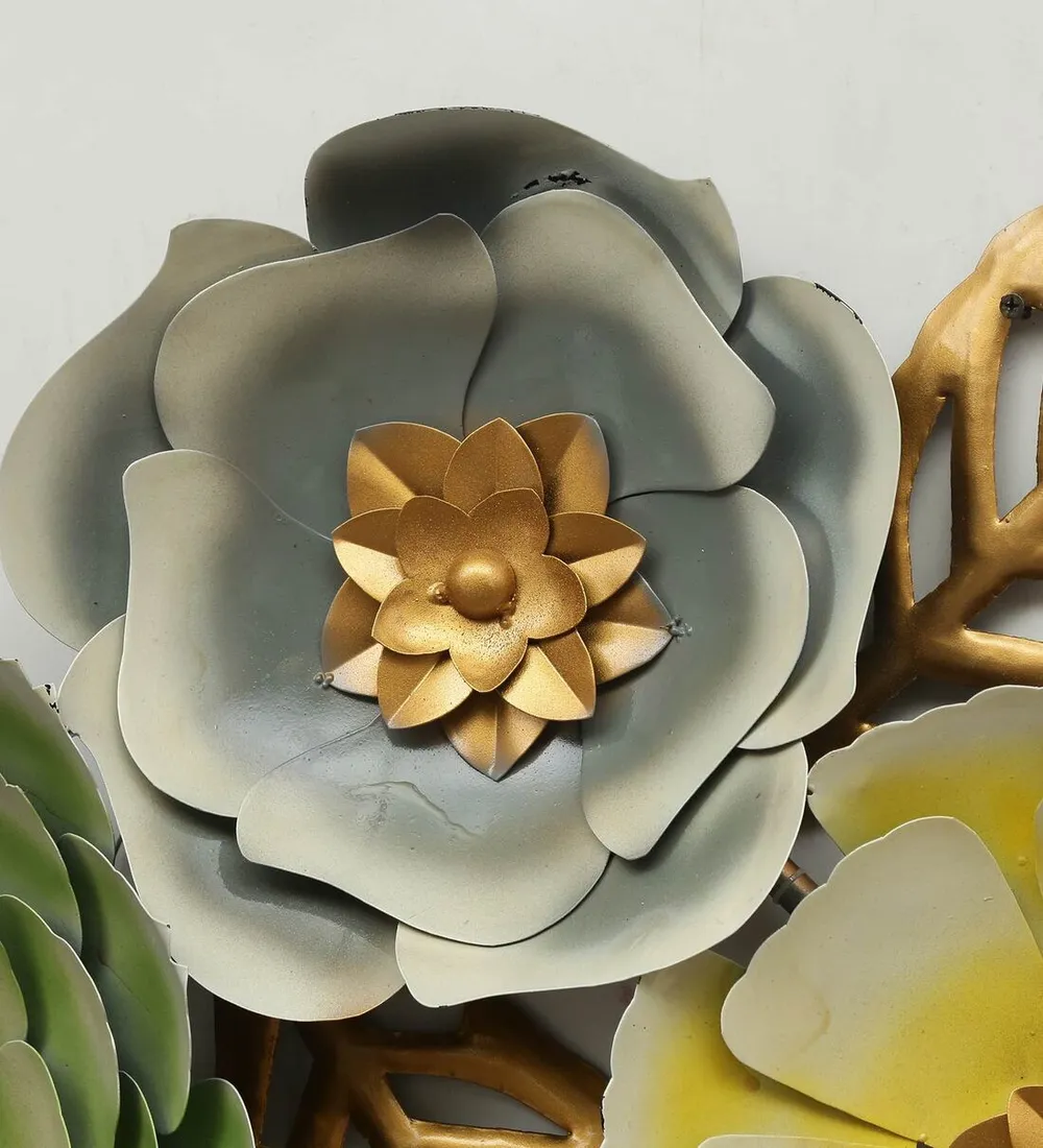 Green Florals Artistic LED Metal Wall Art