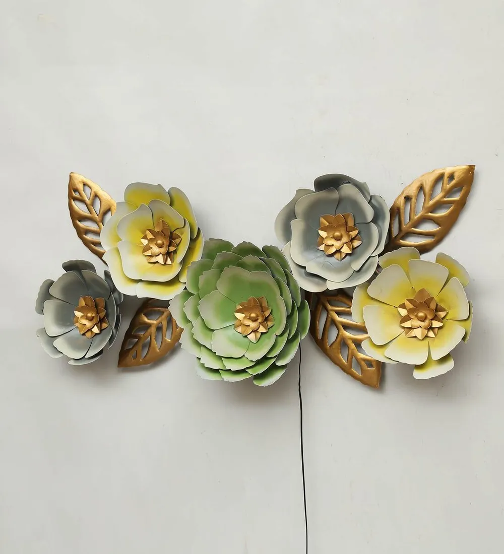 Green Florals Artistic LED Metal Wall Art