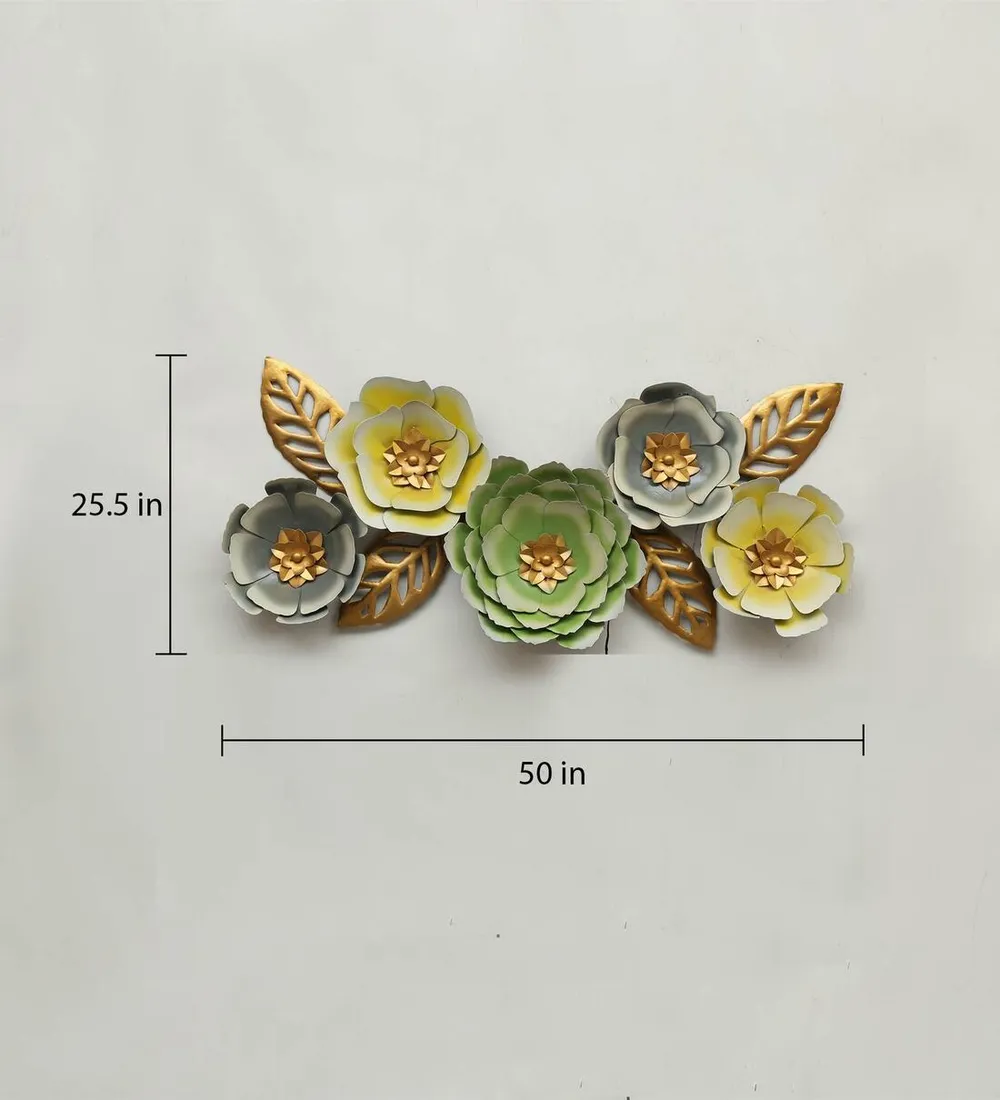 Green Florals Artistic LED Metal Wall Art