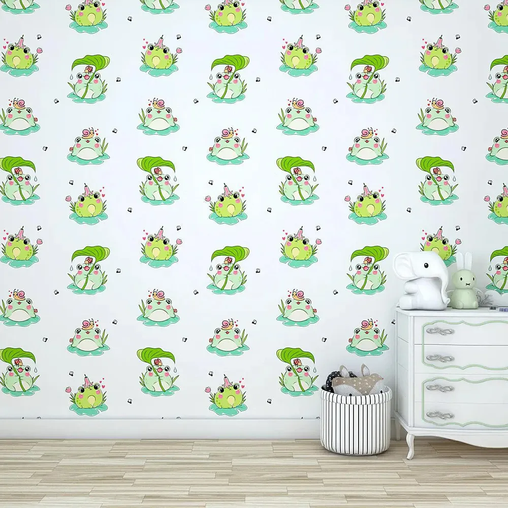 Green Frog Kids Self Adhesive Wallpaper