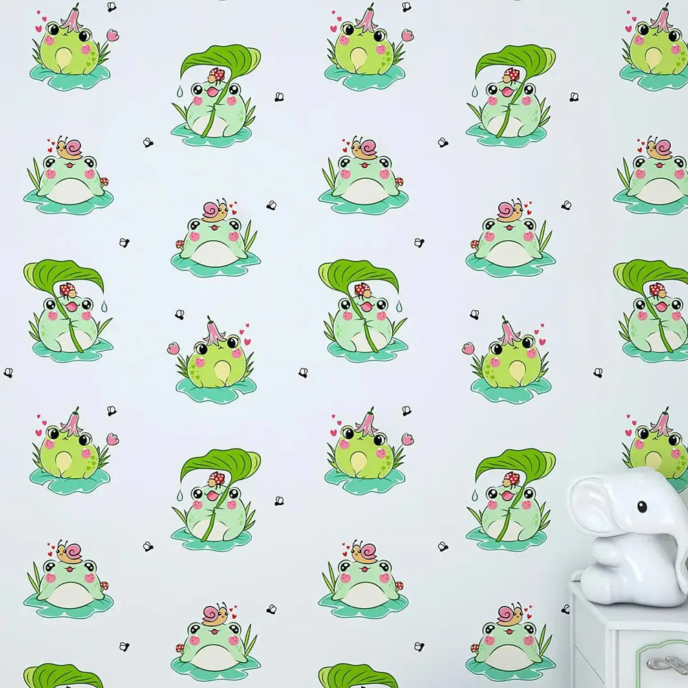 Green Frog Kids Self Adhesive Wallpaper