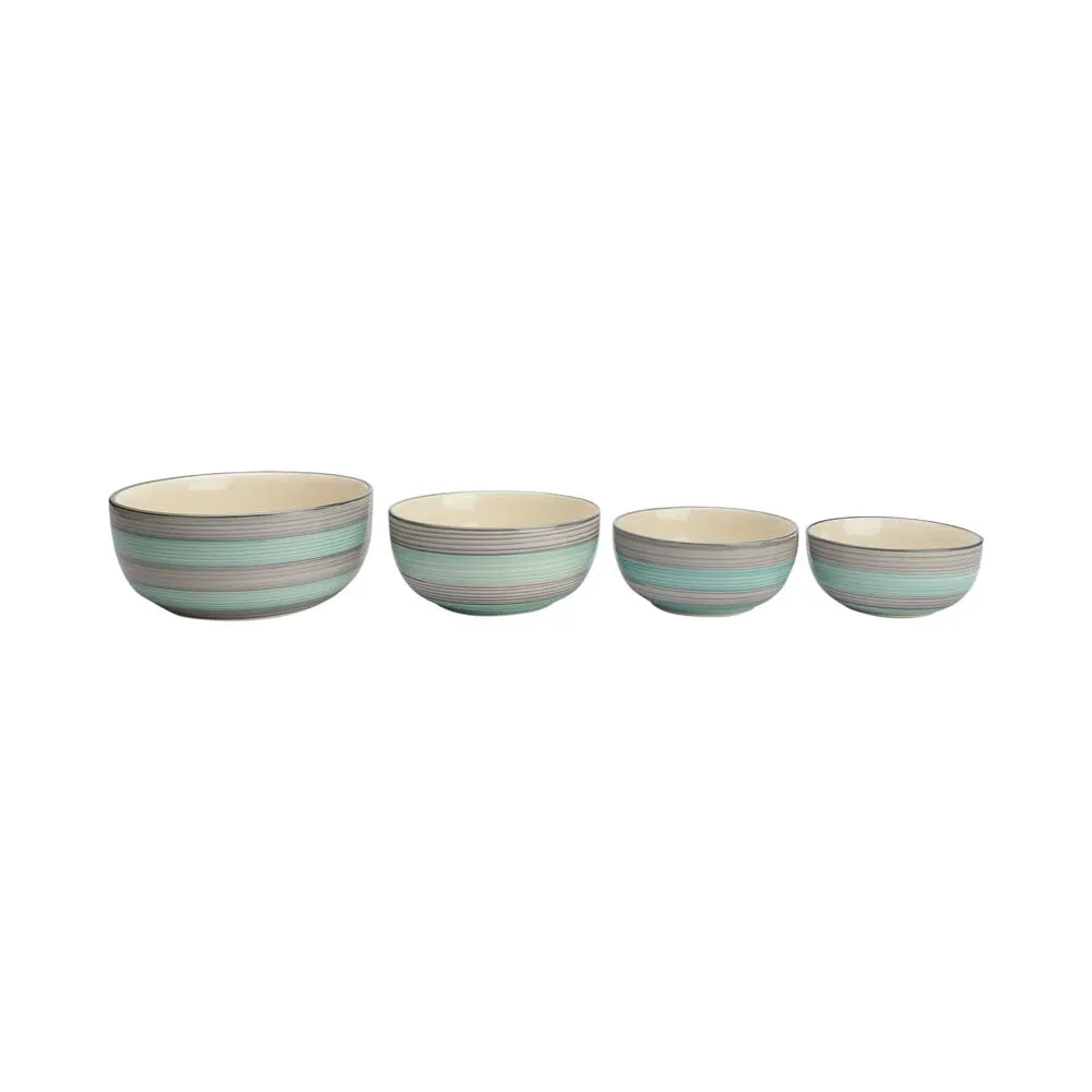 Green & Grey Ceramic Bowls Set Of 4